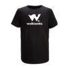 Musta T-paita valkoisella Walklandia-logolla